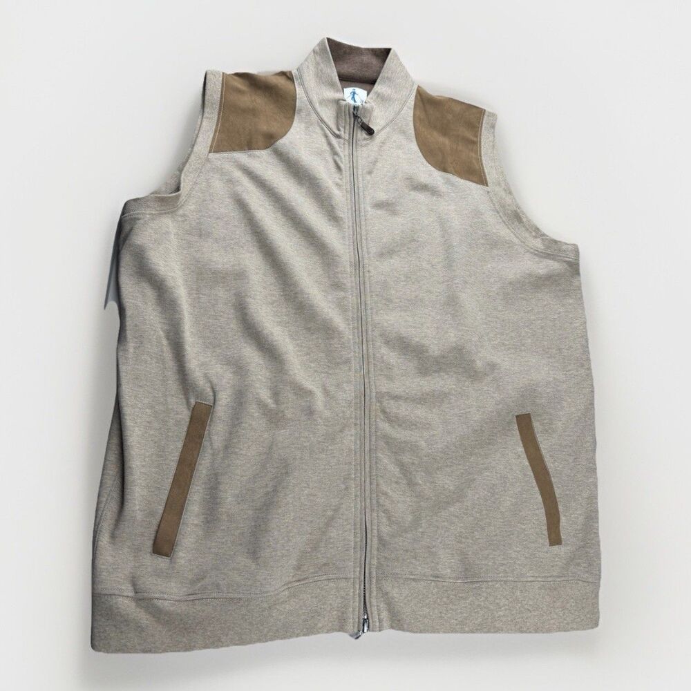 Sharp Lad Vest Mens XL Green Brown Performance Golf‎ Full Zip